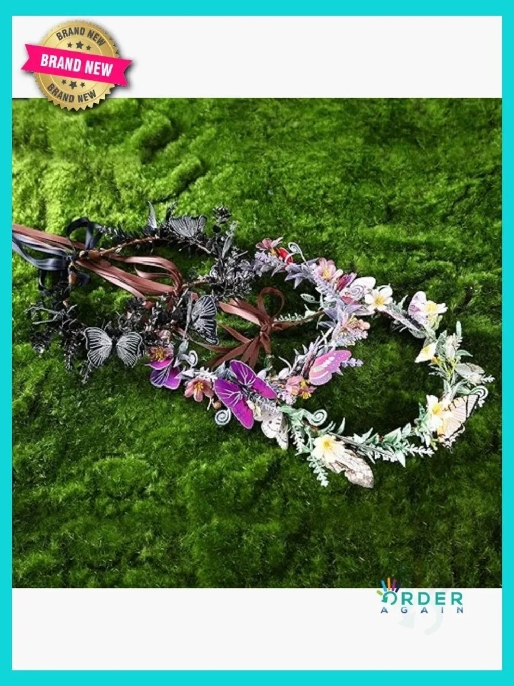 Handmade Butterfly Flower Crown Fairy Headband Adjustable Renaissance Festival